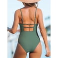 thumbnail image 3 of Women Swimsuit One Piece Bathing Suit Square Neck Cutout Back Tummy Control with Adjustable Spaghetti Straps Size M, 3 of 9