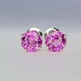 thumbnail image 2 of Silver & Stone Jewels Round Cut Sapphire Pink Women Stud Earrings 14K White Gold Finish, 2 of 3