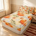 thumbnail image 3 of Erosebridal Hippie Harvest Pumpkin Zipper Twin Comforter Sets with Fitted Sheet and 2 Pillowcases, Botanical Maple Leaf Zipper Bedding Set for Boys Girls, Orange Pale Yellow, Gray Reversible, 3 of 7