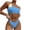 Blue, variant on 2025 Clearance! Clothes under $5 asdoklhq Swimsuits for Women Plus Size,Solid Two Piece Bikini Push-Up Pad Swimwear Swimsuit Beachwear Set