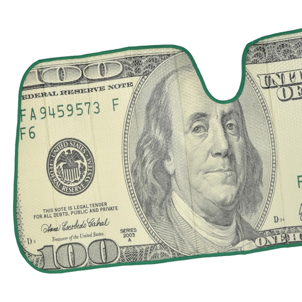 Hundred Dollar Bill Auto Sun Shade for Car SUV Truck - Bubble Foil Jumbo Folding Accordion AS-767
