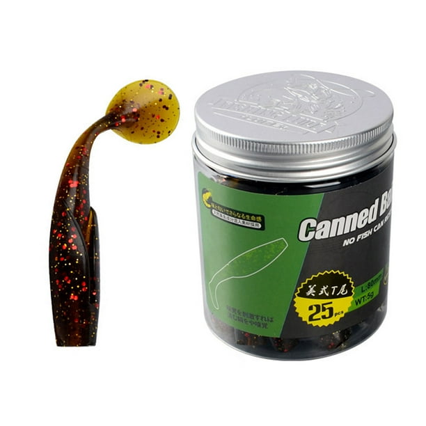 Señuelos Pesca Blandos Con Cola en T 25 Uds. 80mm Gusano Cebo Artificial (marrón)