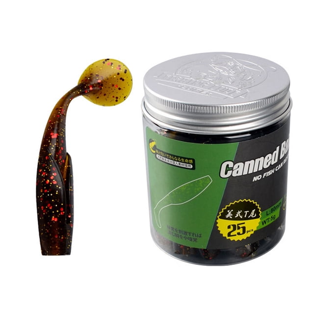 Señuelos Pesca Blandos Con Cola en T 25 Uds. 80mm Gusano Cebo Artificial (marrón)