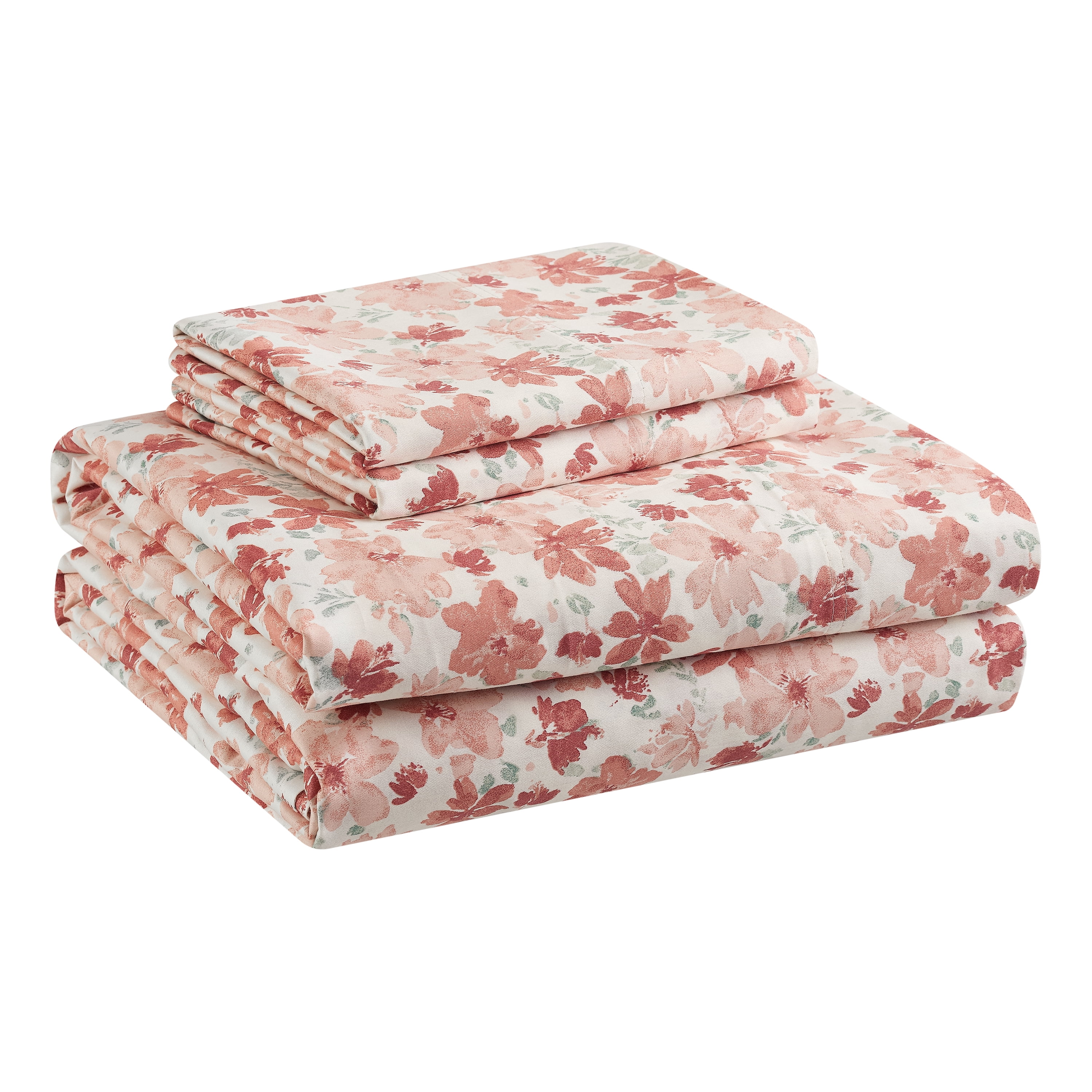 Better Homes & Gardens 300 Thread Count 100 Cotton Wrinkle Resistant Sheet Set, Queen Floral