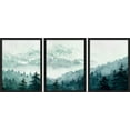 thumbnail image 3 of PixonSign Framed Canvas Print Wall Art Set - Pastel Snowy Mountain Pine Trees Art - Set of 3 Nature Wilderness Landscape Artwork Illustrations Wall Décor - 12"x16"x3 Panels Black, 3 of 5