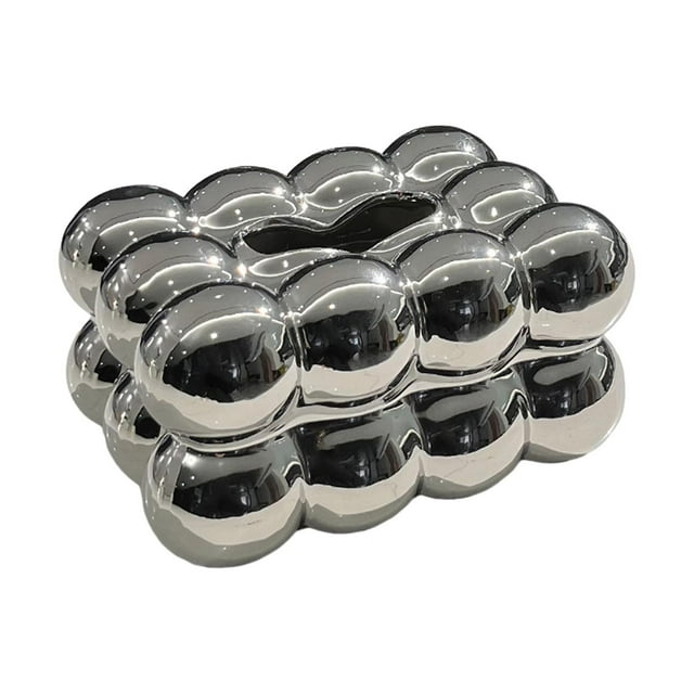 Soporte para pañuelos faciales Strade Fareast Limited Cubierta para caja de pañuelos de algodón de azúcar Servilletero de escritorio creativo Dispensador de pañuelos Plata 18,5 cm x 13 cm x 9 cm