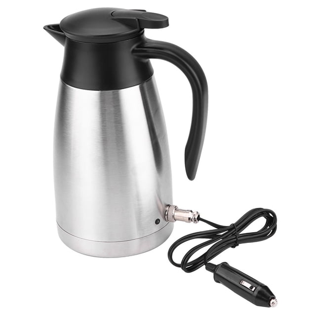 Stainless Steel Electric in Car Kettle, 1000ML Capacity, DC 12V/24V Power, Sealed Kettle Cover, Indicator Light, Travel Thermoses, Heating Water Bottle, for Road Trip