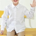 thumbnail image 2 of Riecok Boys School Uniform Shirts Lapel Collared Solid Button up Blouse Cotton Long Sleeve Fall Dress Tops, 2 of 9