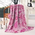 thumbnail image 4 of Pink Paisley and Floral Pattern Blanket,Comfortable Soft Lamb Wool Throw Blanket,All Season,Warm Lightweight Blankets for Sofa Bed Couch Living Room Chair,50"x60", 4 of 4