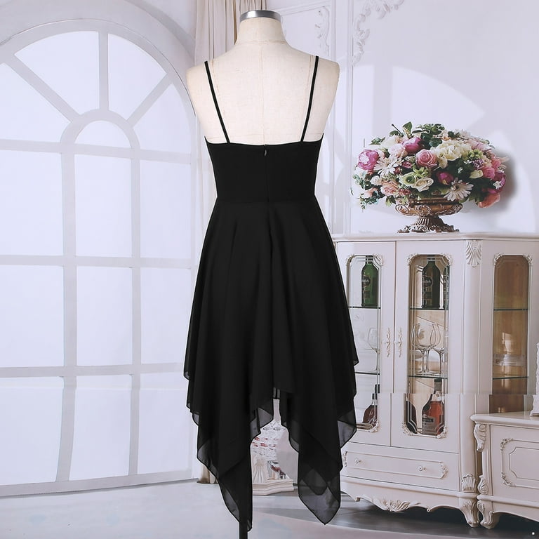 princess polly baby blue dress MSemis Women's Chiffon Spaghetti Strap Asymmetric Lyrical Dance Swing Party  Dress