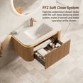 thumbnail image 5 of FFZ 36 inch Floating Bathroom Vanity Sink Curved Cabinet with Drawer Sensor Light, Natural Woodgrain, 5 of 15