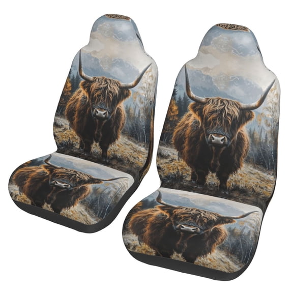 KAKALAD Beautiful Highland Cow 04 Car Accessories Seat Covers Set Vehicle Seat Covers Universal Front Seats Protector 2 Pcs
