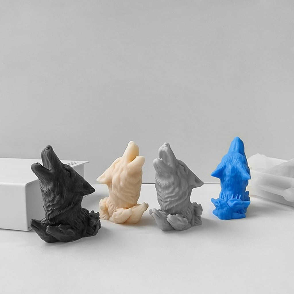FENOHREFE Wolf Head Silicone Candle Mold DIYs Animal 3D Plaster Resin Ornament Molds Home Decoration Craft for Enthusiasts