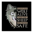 thumbnail image 1 of DistinctInk Custom Bumper Sticker - 10" x 10" Decorative Decal - Black Background - One Wolf Alive, Sheep Never Safe, 1 of 2