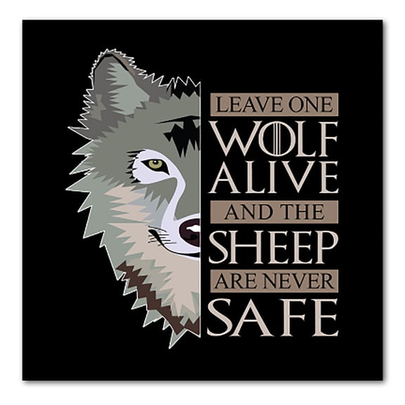 DistinctInk Custom Bumper Sticker - 10" x 10" Decorative Decal - Black Background - One Wolf Alive, Sheep Never Safe