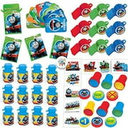 Thomas the Train Birthday Party Favors and Goodie Bag Fillers Pack For 12 With Memory Game, Whistles, Stampers, Tattoos, Bubbles and Pin