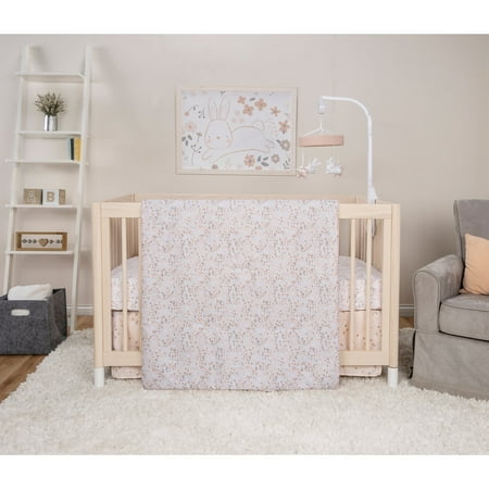 UPC: 0846216066368 | Sammy & Lou Cottage Floral 3 Piece Crib Bedding Set. Girl; Pink  Gray and White. 100% Microfiber
