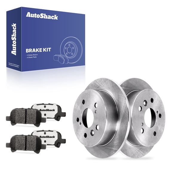 AutoShack Rear Solid Brake Rotors   Ceramic Pads 6-PC Brake Kit Replacement for 2005-2007 Toyota Avalon 2004-2008 Toyota Solara 10.59" (268.9 mm)