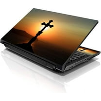 LSS 15 15.6 Inches Laptop Notebook Skin Sticker with 2 Wrist Pads - Reusable Cover Protector Vinyl Sticker Cover Decal Fits 13" - 16" - Black Cross Pattern