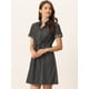 thumbnail image 2 of Vestido Camisero Informal De Mezclilla Con Cintura Con Cordón Y Cuello En Punta Para Mujer Negro XL, 2 of 6