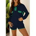 thumbnail image 7 of Women's Navy Blue Color Block Pullover and Shorts Set – Casual Fall Outfit for Daily Wear [ZhiHiMeRi] | L, 7 of 7