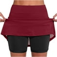 thumbnail image 2 of QATAINLAV Skirt Shorts Womens Casual High Waisted Tennis Skirts Solid Layered Ruffle Mini Skirts with Shorts Milk Silk Soft Yoga Shorts Prime Sales of The Day Red M, 2 of 7