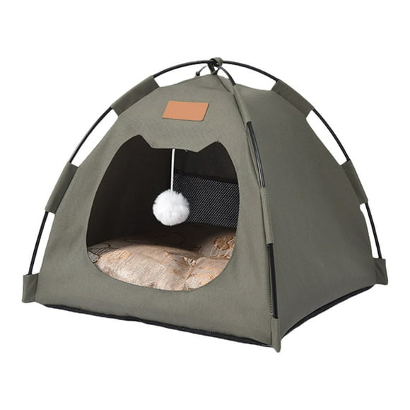 yulier Green Cat Tent House, Semi-Enclosed Cat's Nest, Portable Washable and Waterproof Indoor/Outdoor Pet Tent House for Cats, Puppies and Other Small Animals, 15.75x15.75 in