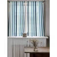 thumbnail image 4 of Teal Blue Stripe Curtains 45 Inch Length,Sheer Curtains for Bedroom Living Room Window Ombre Geometric Aqua Vertical Striped Rod Pocket Drapes Kitchen Curtains Small Half Window 42"x45" 2 Panels, 4 of 6