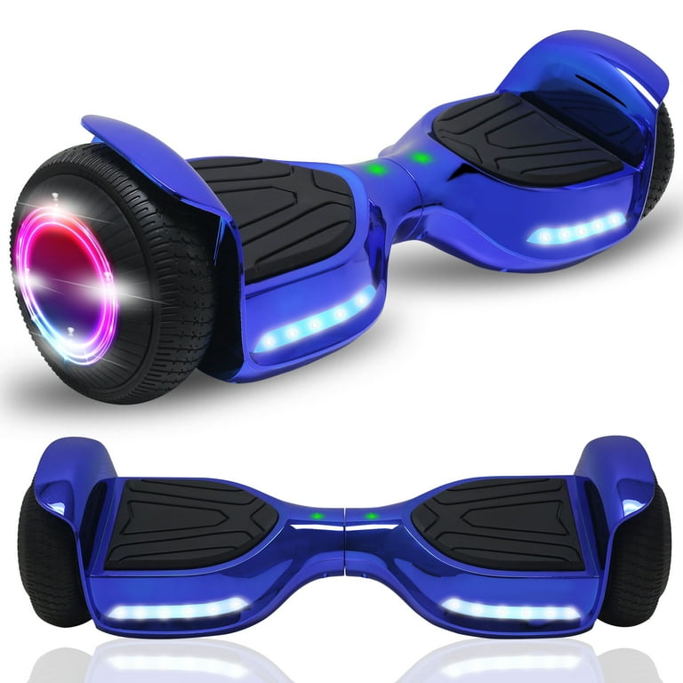 CHO New Generation Electric Hoverboard Two Wheels Smart Self Balancing Scooter with Built in Speaker Flashing LED Light Blue and Black