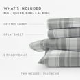 thumbnail image 3 of Light Grey Plaid 4 Piece 100% Cotton Flannel Deep Pocket Sheet Set, Queen, by Noble Linens, 3 of 8