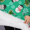 thumbnail image 3 of Oversized Wearable Blanket Hoodie,Green Christmas Snowman Pattern Sherpa Blanket Hoodie with Super Pockets,Super Warm Fuzzy Pullover for Women & Men, 3 of 6
