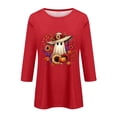 thumbnail image 5 of Bexdxz Cute Ghost Pumpkin Halloween 3/4 Sleeve Shirts for Women Funny Bat Graphic Crew Neck Three Quarter Length Tee Fall Casual Holiday Top Red S, 5 of 6