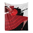thumbnail image 1 of Spanish Soft Flannel Fleece Blanket, Baile Flamenco Dancing Woman Silhouette of Guitarist Man on the Background, Cozy Plush for Indoor and Outdoor Use, 70" x 90", Red Vermilion Black, by Ambesonne, 1 of 6
