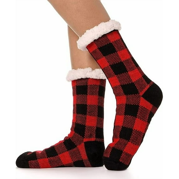 Womens Slipper Socks Fuzzy Fluffy Cabin Cozy Winter Thick Warm Comfy Fleece Grips Christmas Socks