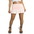 thumbnail image 4 of Femmes Plissé Robe Dame Volant Solide Mini Jupe Été Fonds Filles Mini Jupe Eau Rose S, 4 of 10