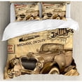 thumbnail image 3 of Ambesonne Vintage Nostalgic Car Figure with Garage Service and Repair Store Phrase Dated Faded Duvet Cover Set, 3 of 3