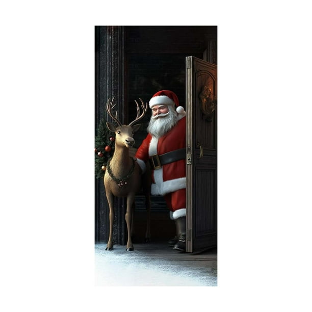 Decoraciones de Navidad Al Aire Libre Marco de la Puerta de Santa Claus, Colgante de la Puerta, Fondo de Santa Claus, Usado para la Puerta Delantera Del Hogar