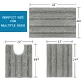 thumbnail image 2 of PrimeBeau Luxurious Non-Slip Absorbent 3 Piece Bathroom Rugs Set - Thick Striped Bath Rugs for Tub, Shower, Toilet (17''x24''+20''x32''+20''x24'' U-Shaped), 2 of 8