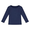 thumbnail image 3 of Floleo Girls Elastic Ribbed Crewneck Long Sleeve top Solid Stretch Basic Layering Undershirt for Kids Aged 5-13 Years(Navy,12-13 Years), 3 of 5