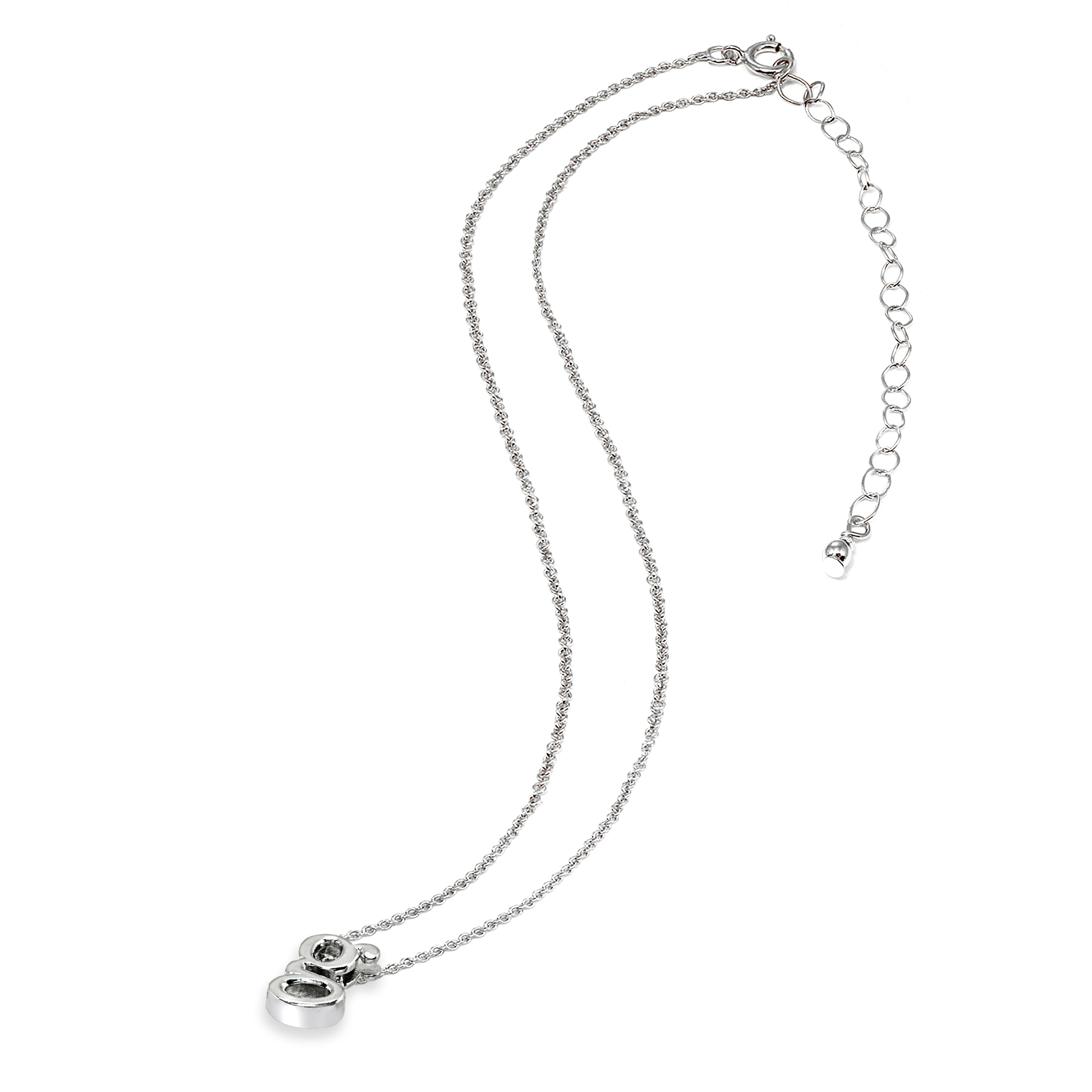 G Letter Initial Alphabet 925 Silver Necklace, 15 inches with extender