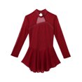 thumbnail image 5 of ZDHoor Womens Long Sleeve Skirted Leotard Dresses Figure Skating Gymastics Ballet Dance Costume Burgundy-A M, 5 of 7