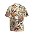 thumbnail image 3 of Xecao Floral With Birds And Fantasy Flowers print Hawaiian shirt - a stylish short-sleeve button-down for men, perfect for casual beach and tropical outings., 3 of 9