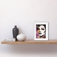 thumbnail image 2 of Female Glam Rock Glitter Sparkle Purple Gold Blue Red Linocut Portrait Teen Room Artwork Framed Wall Art Print 9X7 Inch, 2 of 5
