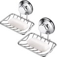 thumbnail image 1 of Chrome Jabonera de ducha con ventosa de vacío súper potente, soporte de esponja resistente al óxido de acero inoxidable para fregadero de baño y cocina, paquete de 2, 1 of 5