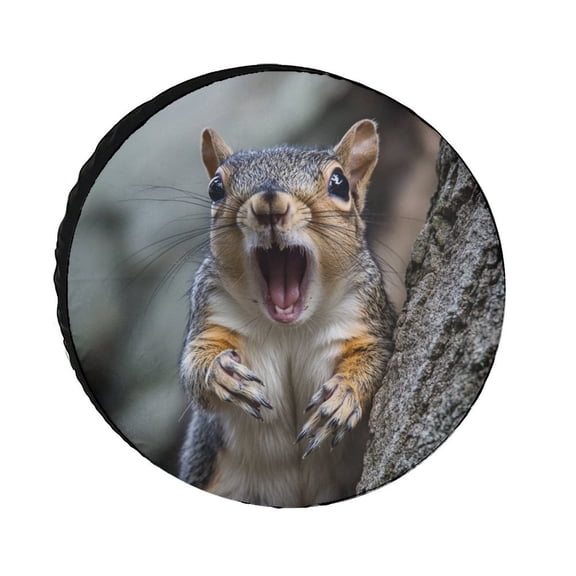 Camper Spare Tire Cover 12inch Funny Squirrel Wheel Tire Covers Waterproof Sun Protection Squirrel Decor Universal Fit for Trailer SUV Truck Camper Travel Trailer
