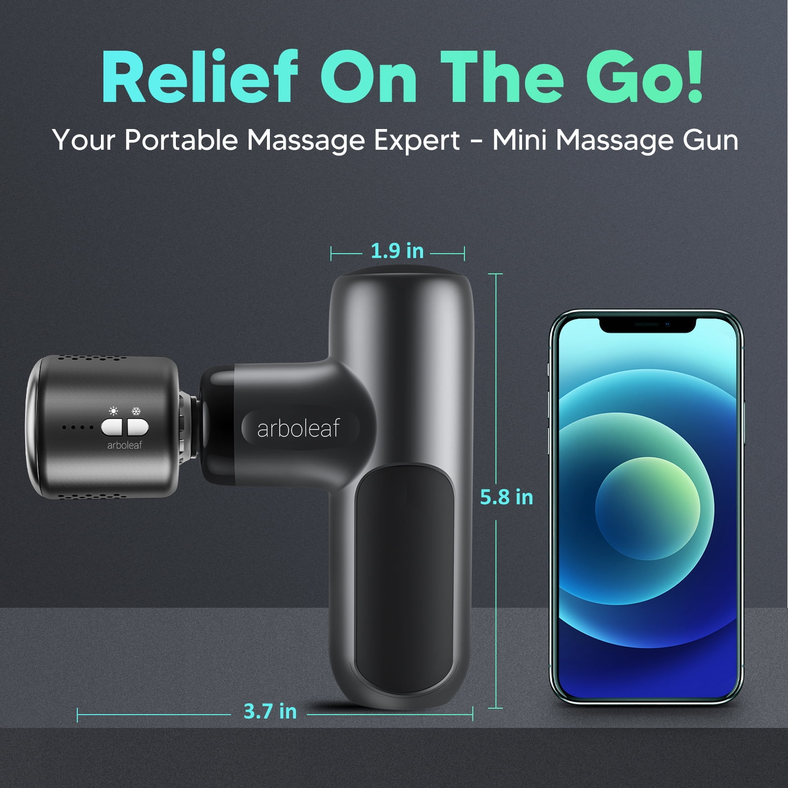 Arboleaf Mini Massage Gun with Heat and Cold Therapy - Percussion Handheld Massager - Single Piece