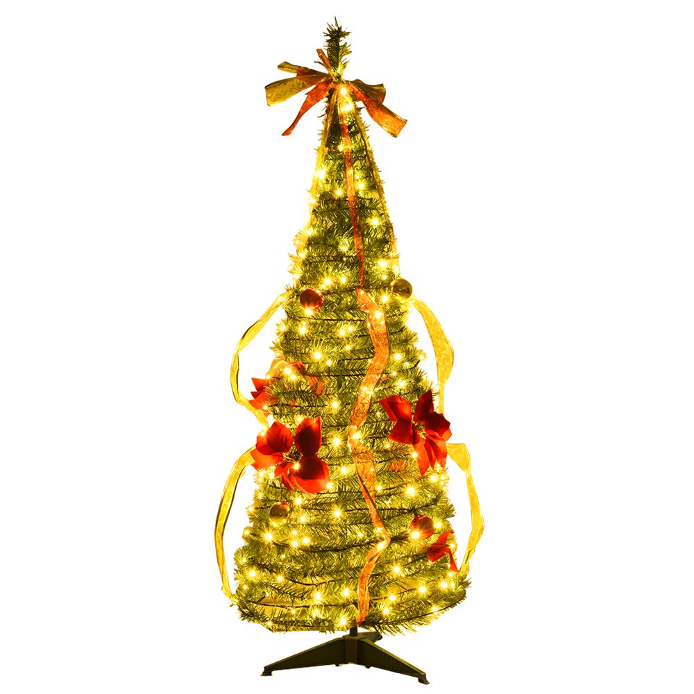 COSTWAY 4ft PreLit Christmas Tree Fully Pull Up Tree FlattoFabulous
