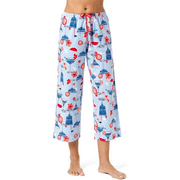 Hue CERULEAN Tipsy in Tucket Whimsical Print Pajama Capri Pants, US X-Large