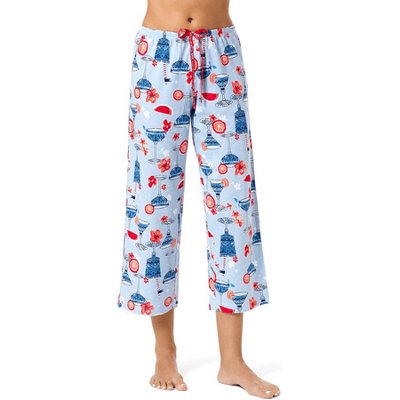 Hue CERULEAN Tipsy in Tucket Whimsical Print Pajama Capri Pants, US X-Large