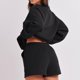 thumbnail image 5 of ICHUANYI ClearanceWomen Fashion Round-Neck Blouse Long Sleeve Tops Sweatshirt Shorts Casual Suit Sets(Black, XL) ICHUANYI WER20232080505852, 5 of 9